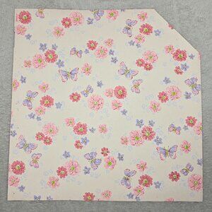 Vintage Wallpaper Sample Sheet 70s Floral Flowers Butterfly Crafting Dollhouse